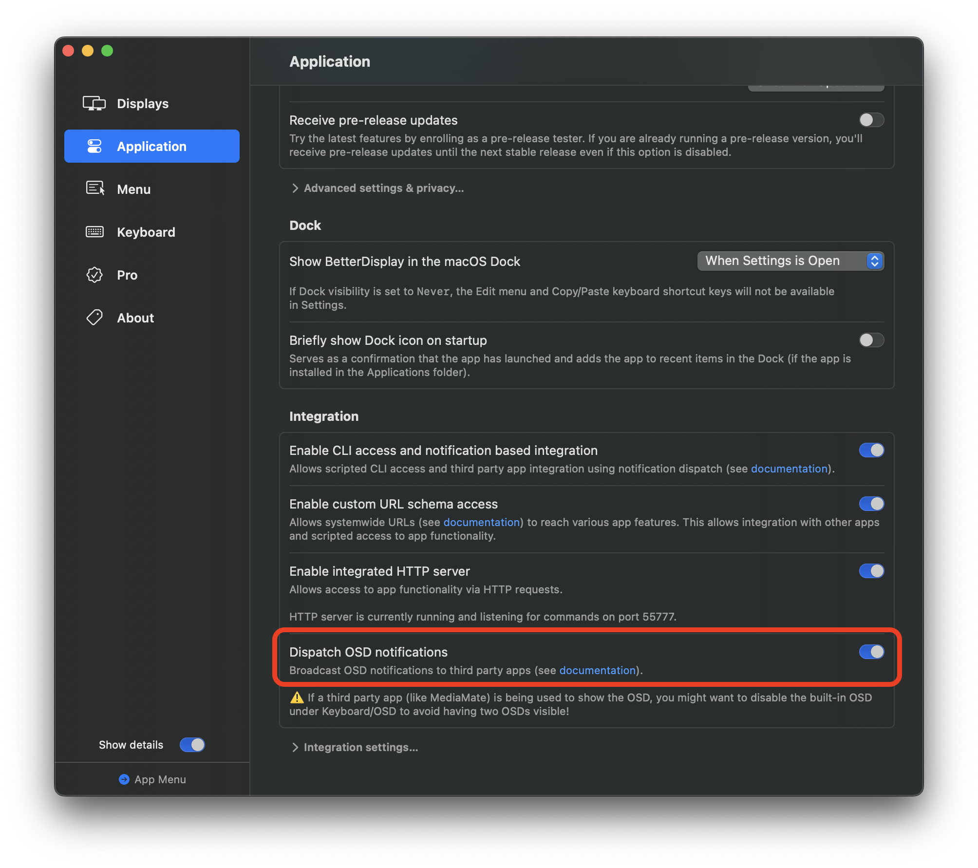 OSD 通知整合設定